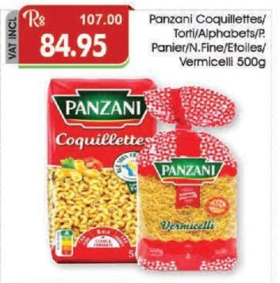 Panzani Coquillettes/Torti/Alphabets/P. Panier/N.Fine/Etoiles/Vermicelli 500g