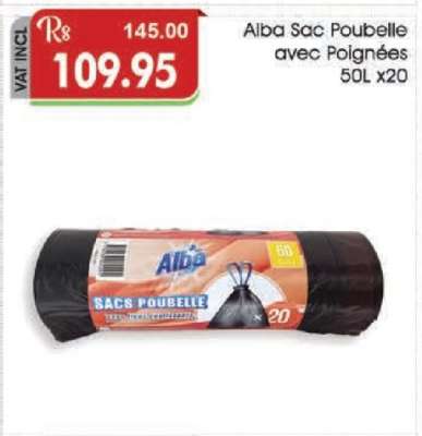 Alba Sac Poubelle avec Poignees 50L x20