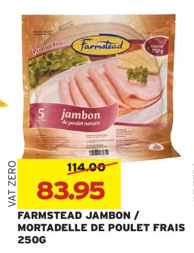 FARMSTEAD JAMBON / MORTADELLE DE POULET FRAIS 250G