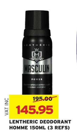 LENTHERIC DEODORANT HOMME 150ML (3 REFS)