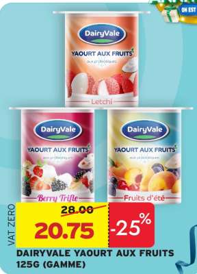DAIRYVALE YAOURT AUX FRUITS 125G (GAMME)