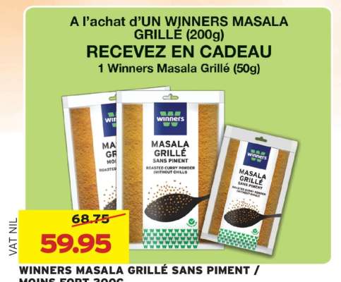 WINNERS MASALA GRILLE SANS PIMENT / MOINS FORT 200G