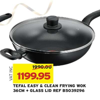 TEFAL EASY & CLEAN FRYING WOK 36CM + GLASS LID REF B5039296