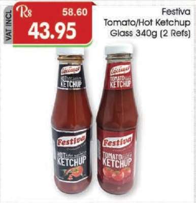 Festiva Tomato/Hot Ketchup Glass 340g (2 Refs)