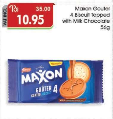 Maxon Gouter 4 Biscuit Topped With Milk Chocolate 56g