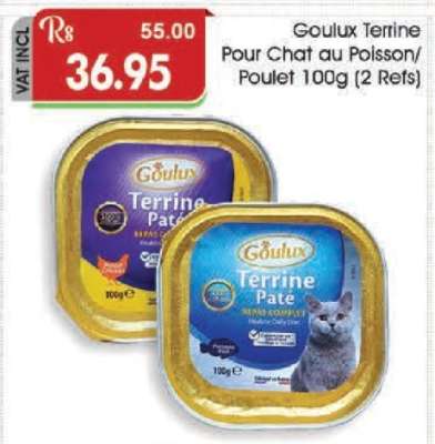 Goulux Terrine Pour Chat au Poisson/Poulet 100g (2 Refs)
