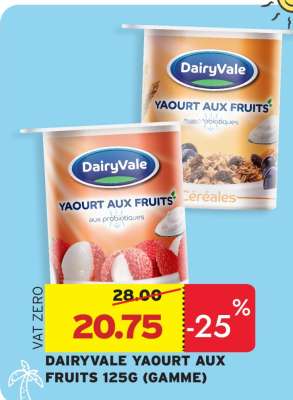 DAIRYVALE YAOURT AUX FRUITS 125G (GAMME)