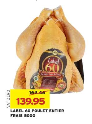 LABEL 60 POULET ENTIER FRAIS 500G