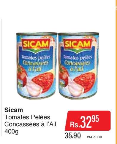 Sicam Tomates Pelées Concassées à l’Ail 400g