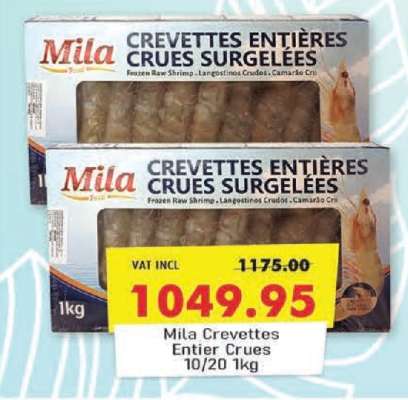 Mila Crevettes Entier Crues 10/20 1kg