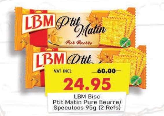 LBM Bisc Ptit Matin Pure Beurre/Speculoos 95g (2 Refs)
