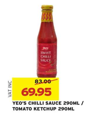 YEO’S CHILLI SAUCE 290ML / TOMATO KETCHUP 290ML