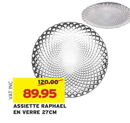 ASSIETTE RAPHAEL EN VERRE 27CM