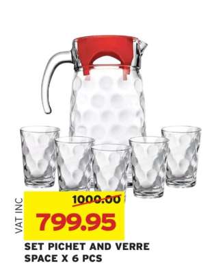 SET PICHET AND VERRE SPACE X 6 PCS