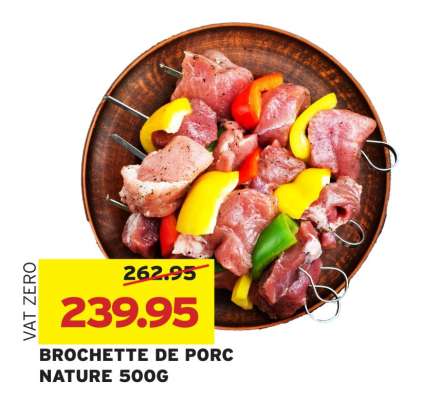 BROCHETTE DE PORC NATURE 500G