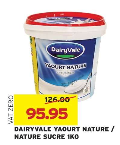 DAIRYVALE YAOURT NATURE / NATURE SUCRÉ 1KG