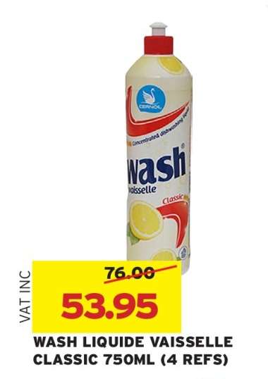 WASH LIQUIDE VAISSELLE CLASSIC 750ML (4 REFS)