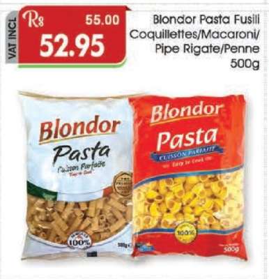 Blondor Pasta Fusili Coquillettes/Macaroni/Pipe Rigate/Penne 500g