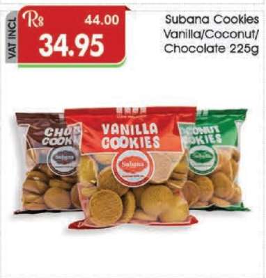Subana Cookies Vanilla/Coconut/Chocolate 225g