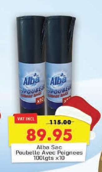 Alba Sac Poubelle Avec Poignees 100Lgts x10