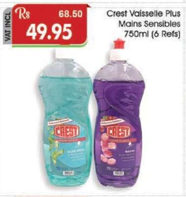 Crest Vaisselle Plus Mains Sensibles 750ml (6 Refs)