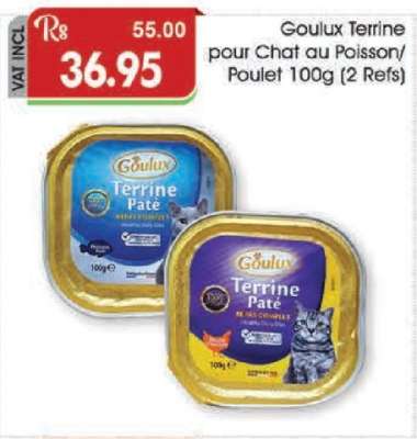 Goulux Terrine Pour Chat au Poisson/Poulet 100g (2 Refs)