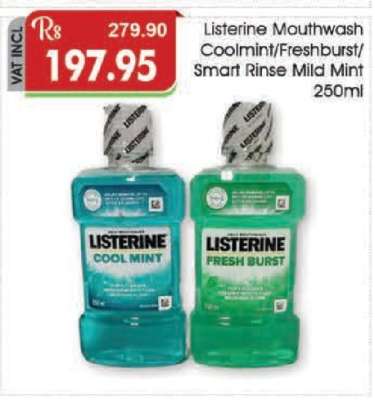 Listerine Mouthwash Coolmint/Freshburst/Smart Rinse Mild Mint 250ml
