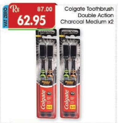 Colgate Toothbrush Double Action Charcoal Medium x2
