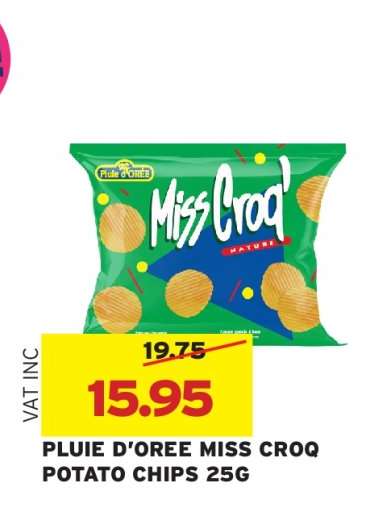 PLUIE D'OREE MISS CROQ POTATO CHIPS 25G
