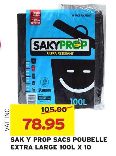 SAK Y PROP SACS POUBELLE EXTRA LARGE 100L X 10