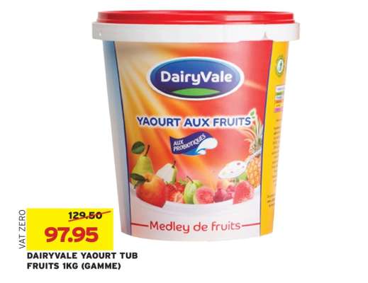 DAIRYVALE YAOURT TUB FRUITS 1KG (GAMME)