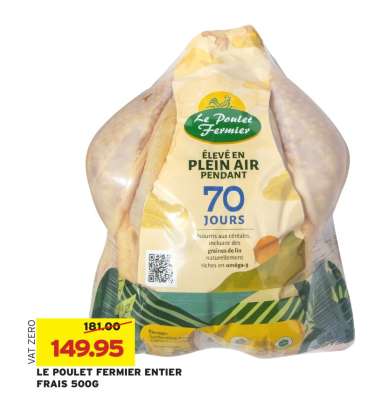 LE POULET FERMIER ENTIER FRAIS 500G