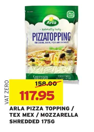 ARLA PIZZA TOPPING / TEX MEX / MOZZARELLA SHREDDED 175G