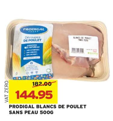 PRODIGAL BLANCS DE POULET SANS PEAU 500G