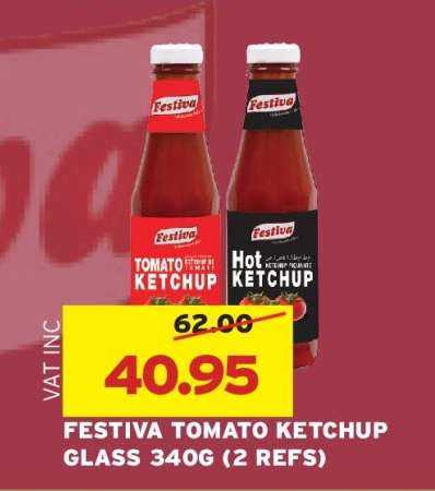 FESTIVA TOMATO KETCHUP GLASS 340G (2 REFS)