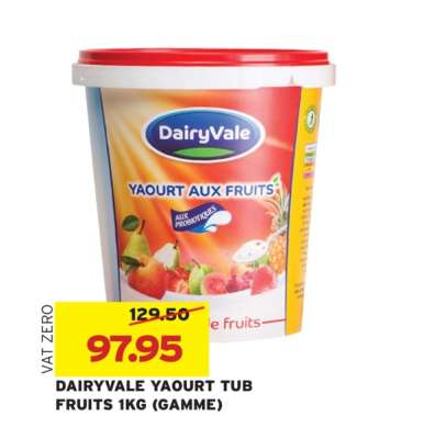 DAIRYVALE YAOURT TUB FRUITS 1KG (GAMME)