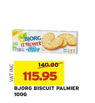 BJORG BISCUIT PALMIER 100G