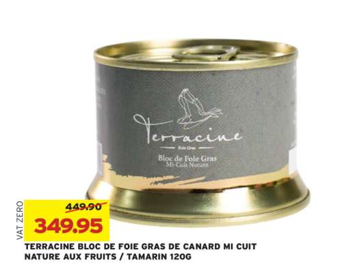 TERRACINE BLOC DE FOIE GRAS DE CANARD MI CUIT NATURE/AUX FRUITS/TAMARIN 120G