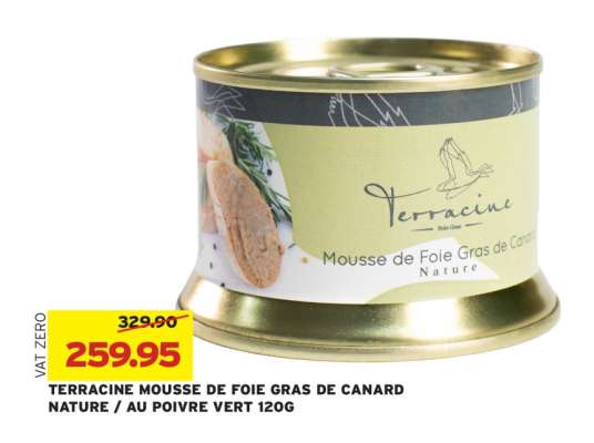 TERRACINE MOUSSE DE FOIE GRAS DE CANARD NATURE / AU POIVRE VERT 120G