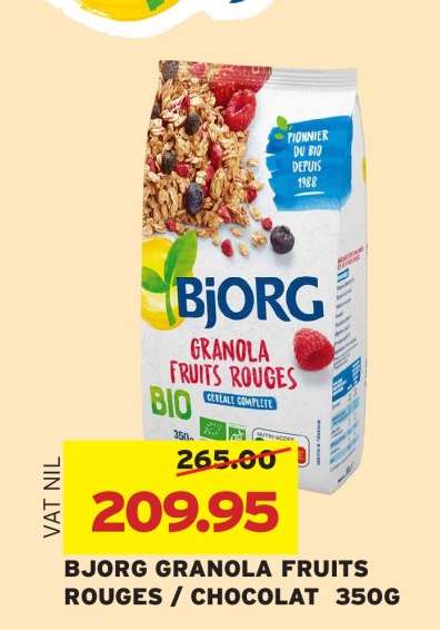 BJORG GRANOLA FRUITS ROUGES / CHOCOLAT 350G