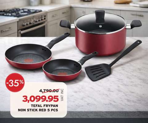 TEFAL FRYPAN NON STICK RED 5 PCS