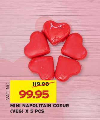 MINI NAPOLITAIN COEUR (VEG) X 5 PCS