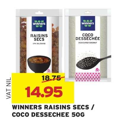 WINNERS RAISINS SECS / COCO DESSECHEE 50G