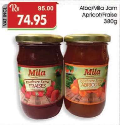 Alba/Mila Jam Apricot/Fraise 380g