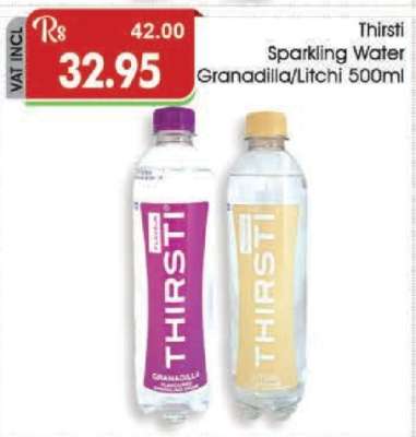 Thirsti Sparkling Water Granadilla/Litchi 500ml