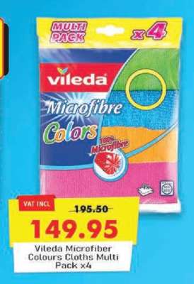 Vileda Microfiber Colours Cloths Multi Pack x4