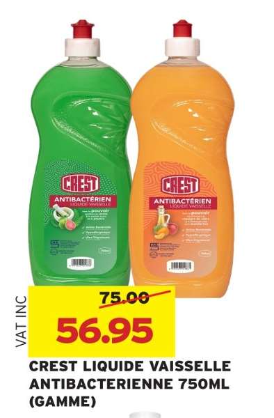 CREST LIQUIDE VAISSELLE ANTIBACTERIENNE 750ML (GAMME)