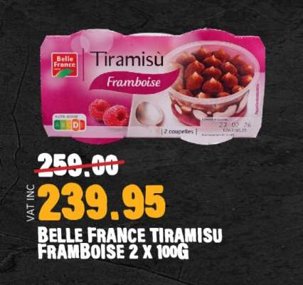 BELLE FRANCE TIRAMISU FRAMBOISE 2 X 100G