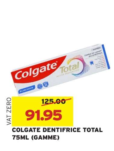 COLGATE DENTIFRICE TOTAL 75ML (GAMME)