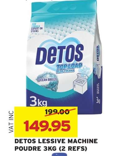 DETOS LESSIVE MACHINE POUDRE 3KG (2 REFS)